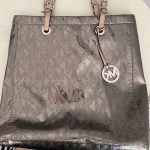 Michael Kors metallic silver tote